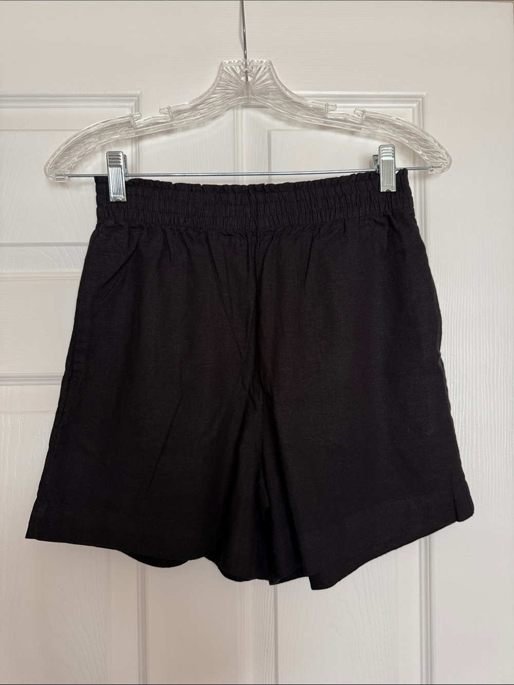 H&M Black Linen Blend Shorts XS